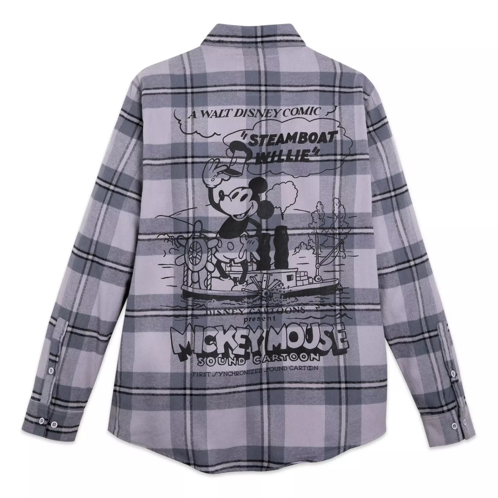 Mickey Mouse Steamboat Willie Flannel Shirt for Men by Cakeworthy – Disney100-Back